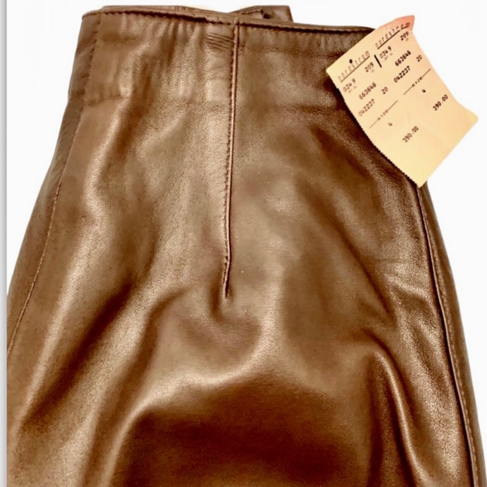 VAKKO Lambskin $390 Leggings Slacks Skinny Pants Trousers Leather Straight Leg - Picture 9 of 10